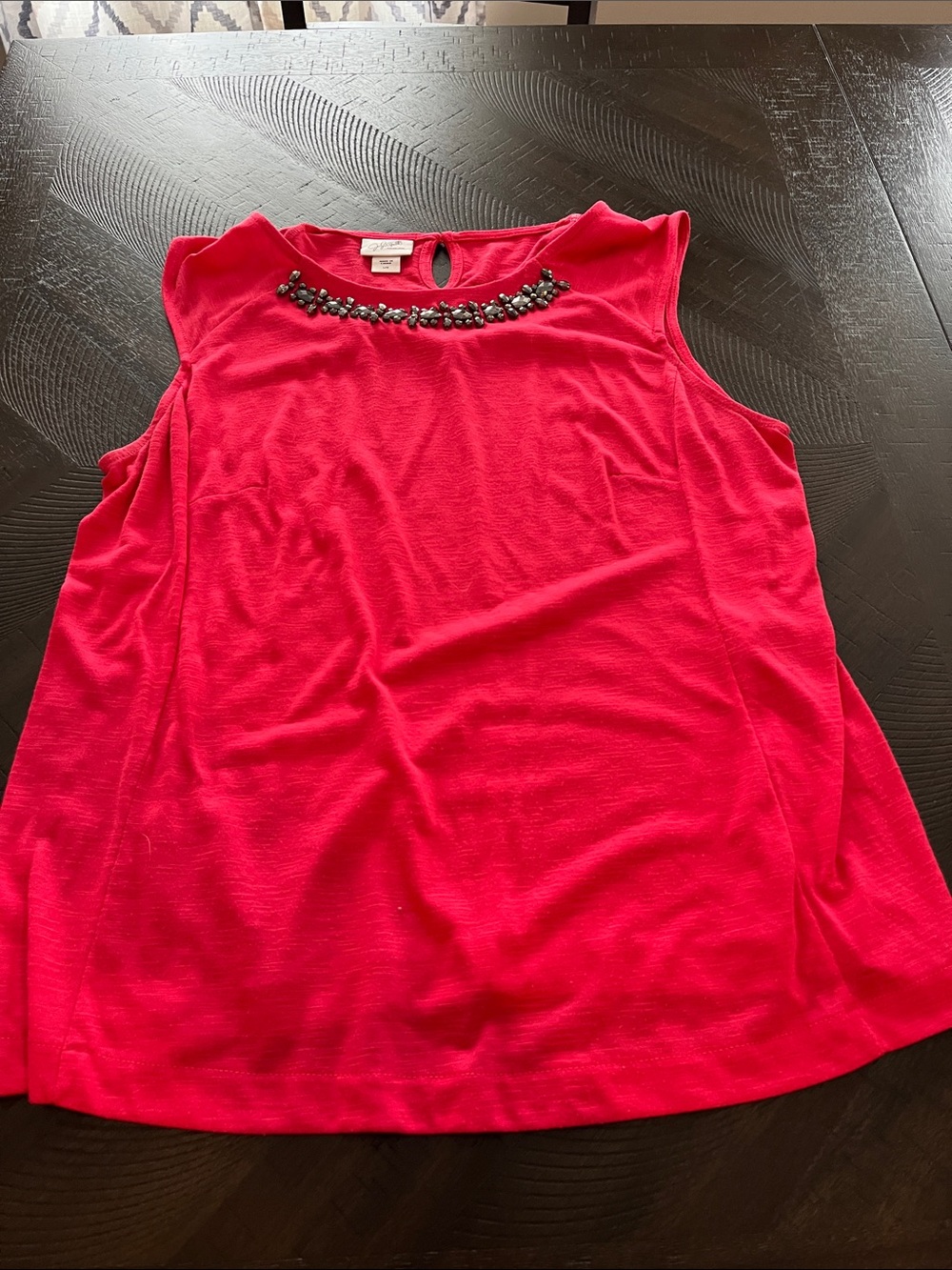 Embellished Jewel-Neck Sleeveless Camisole — Bright Pink